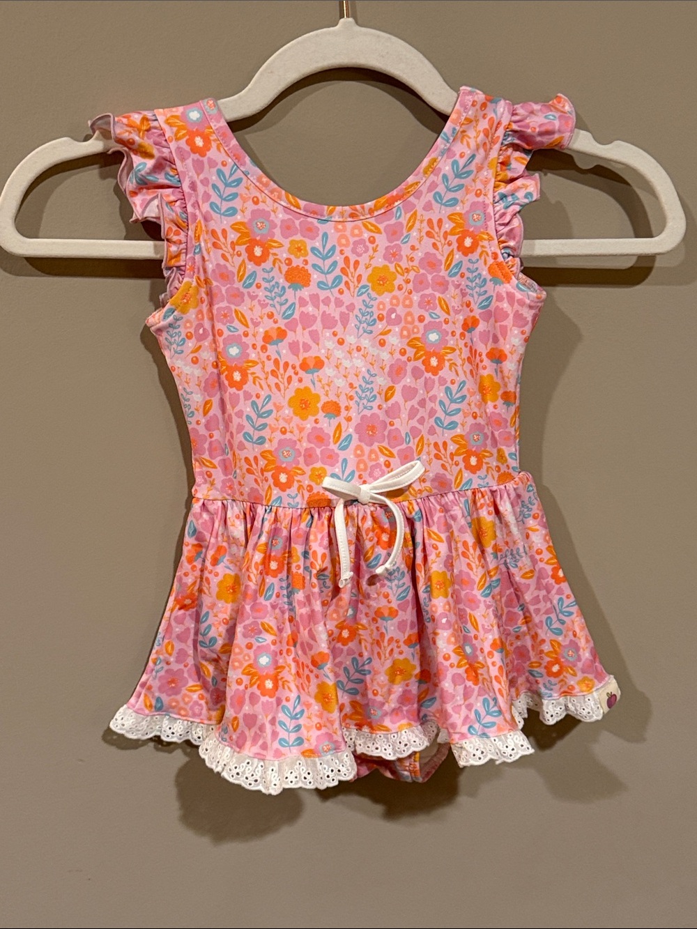 cheeky plum Pink Floral Ruffle Skirted One-Piece